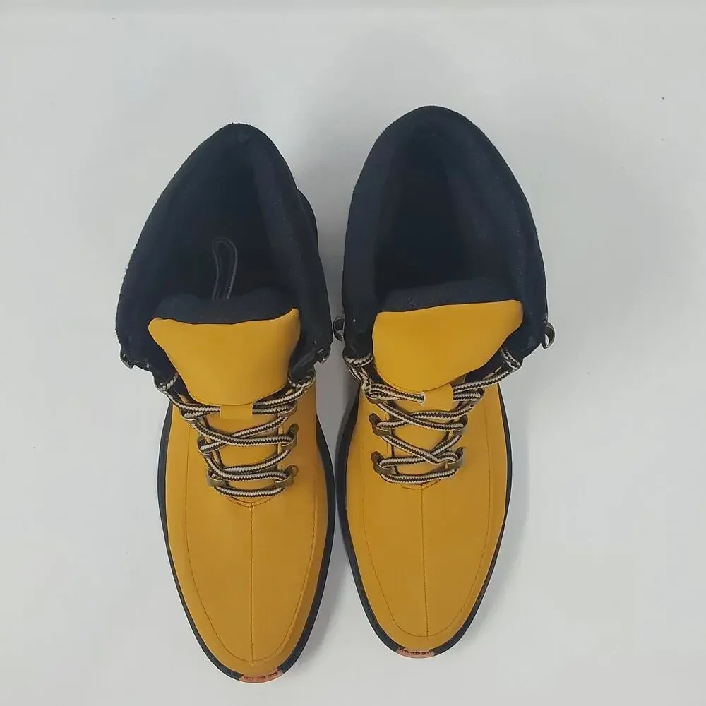 Mens Yellow Black Hiking Boots Lace Up Outdoor Work Boots Size 8.5 US/ 42 EU
